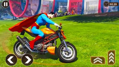 Super Hero Captain Iron Robot Bike Mega Ramp Race截图1