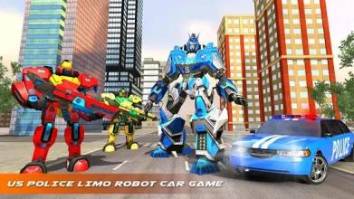 US Police Robot Limo Car Transformation Game截图3