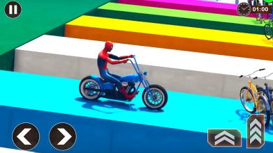 Super Hero Captain Iron Robot Bike Mega Ramp Race截图3