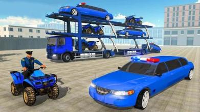 US Police limousine Car Quad Bike Transporter Game截图4