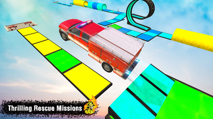 Fire Truck Stunt Racing Games截图1