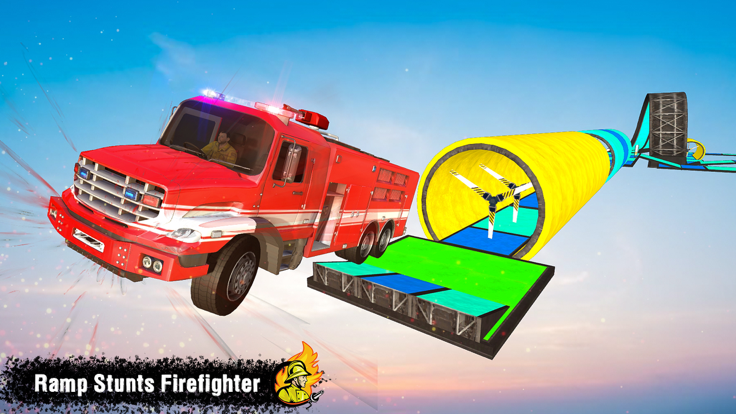 Fire Truck Stunt Racing Games截图4