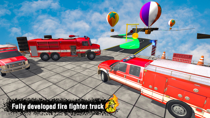 Fire Truck Stunt Racing Games截图3