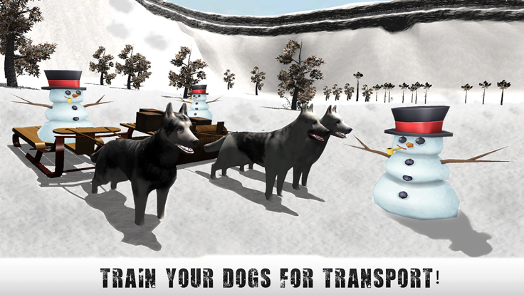 Winter Snow Dog Sledding Ski Simulator 3D截图1