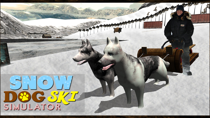 Winter Snow Dog Sledding Ski Simulator 3D截图4